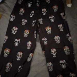 Black Skull Print Pants